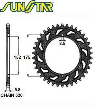 ZĘBATKA NAPĘDZANA STALOWA SUNSTAR SUNR1-3685-50