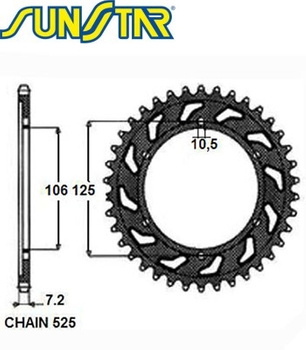 ZĘBATKA NAPĘDZANA STALOWA SUNSTAR SUNR1-4448-50